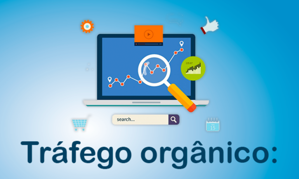 Ilustração do conceito de tráfego orgânico e marketing digital