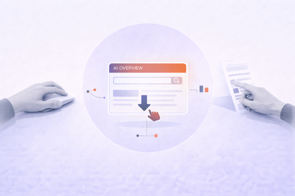 Gráfico mostrando a redução de 42% nos cliques em busca orgânica devido à inteligência artificial do Google