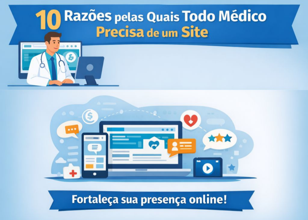 Médico apresentando informações importantes em seu site profissional